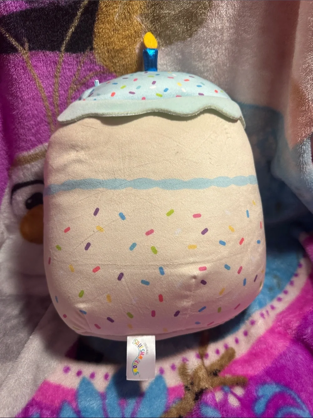Happy Birthday Plush Cake Pillow - Pastel Pink